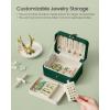 imageSONGMICS Jewelry Organizer Box Travel Jewelry Case 2Layer Travel Case for Earrings Necklaces Bracelets  Portable Jewelry Storage with Large Capacity Gift Idea Cloud White UJBC166W01Retro Green