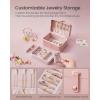 imageSONGMICS Jewelry Organizer Box Travel Jewelry Case 2Layer Travel Case for Earrings Necklaces Bracelets  Portable Jewelry Storage with Large Capacity Gift Idea Cloud White UJBC166W01Jelly Pink