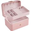 imageSONGMICS Jewelry Organizer Box Travel Jewelry Case 2Layer Travel Case for Earrings Necklaces Bracelets  Portable Jewelry Storage with Large Capacity Gift Idea Cloud White UJBC166W01Jelly Pink