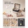 imageSONGMICS Jewelry Organizer Box Travel Jewelry Case 2Layer Travel Case for Earrings Necklaces Bracelets  Portable Jewelry Storage with Large Capacity Gift Idea Cloud White UJBC166W01Ink Black
