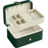 imageSONGMICS Jewelry Organizer Box Travel Jewelry Case 2Layer Travel Case for Earrings Necklaces Bracelets  Portable Jewelry Storage with Large Capacity Gift Idea Cloud White UJBC166W01Forest Green