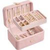 imageSONGMICS Jewelry Organizer Box Travel Jewelry Case 2Layer Travel Case for Earrings Necklaces Bracelets  Portable Jewelry Storage with Large Capacity Gift Idea Cloud White UJBC166W01Jelly Pink