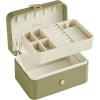 imageSONGMICS Jewelry Organizer Box Travel Jewelry Case 2Layer Travel Case for Earrings Necklaces Bracelets  Portable Jewelry Storage with Large Capacity Gift Idea Cloud White UJBC166W01Laurel Green