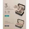 imageSONGMICS Jewelry Organizer Box Travel Jewelry Case 2Layer Travel Case for Earrings Necklaces Bracelets  Portable Jewelry Storage with Large Capacity Gift Idea Cloud White UJBC166W01Ink Black