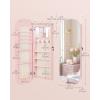 imageSONGMICS Jewelry Organizer LED Jewelry Cabinet WallDoor Mounted Lockable Rounded Wide Mirror with Storage Interior Mirror 39 x 165 x 425 Inches White Surface with Greige LiningJelly Pink  Cream White