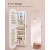 imageSONGMICS Jewelry Organizer LED Jewelry Cabinet WallDoor Mounted Lockable Rounded Wide Mirror with Storage Interior Mirror 39 x 165 x 425 Inches White Surface with Greige LiningWhite  Greige
