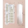 imageSONGMICS Jewelry Organizer LED Jewelry Cabinet WallDoor Mounted Lockable Rounded Wide Mirror with Storage Interior Mirror 39 x 165 x 425 Inches White Surface with Greige LiningWhite  Greige