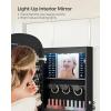 imageSONGMICS Jewelry Organizer LED Jewelry Cabinet WallDoor Mounted Lockable Rounded Wide Mirror with Storage Interior Mirror 39 x 165 x 425 Inches White Surface with Greige LiningBlack