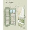 imageSONGMICS Jewelry Organizer LED Jewelry Cabinet WallDoor Mounted Lockable Rounded Wide Mirror with Storage Interior Mirror 39 x 165 x 425 Inches White Surface with Greige LiningLaurel Green  Cream White