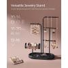imageSONGMICS Jewelry Stand Jewelry Organizer Jewelry Display Holder with Metal Frame 2 Earring Boards 4 Hanging Rods Necklace Earring Bracelet Holder for Watches Ink Black UJJS025B01Ink Black
