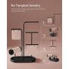 imageSONGMICS Jewelry Stand Jewelry Organizer Jewelry Display Holder with Metal Frame 2 Earring Boards 4 Hanging Rods Necklace Earring Bracelet Holder for Watches Ink Black UJJS025B01Ink Black