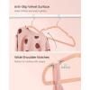 imageSONGMICS Kids Hangers 50 Pack 14 x 8 Inches NonSlip Velvet Baby Hangers for Closet SpaceSaving Wide Shoulder Notches Dove Gray UCRF038G01Coral Pink