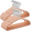 imageSONGMICS Kids Hangers 50 Pack 14 x 8 Inches NonSlip Velvet Baby Hangers for Closet SpaceSaving Wide Shoulder Notches Dove Gray UCRF038G01Coral Pink