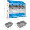 imageSONGMICS Kids Large Toy Storage Unit with 16 Removable Bins for Playroom Childrens Room 417quot Space ThemeBlue  Grey  White