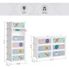 imageSONGMICS Kids Shoe Rack with Doors 6Slot Stackable Storage Organizer Plastic Wardrobe Toys Books Clothes 122 x 169 x 413 Inches Cloud White ULPC904W01