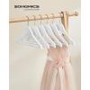 imageSONGMICS Kids Wooden Hangers 20 Pack Solid Wood Baby Hangers Childrens Coat Hangers with Pants Bar Shoulder Notches Swivel Hooks 126 x 75 Inches Natural and Silver UCRW06NLWhite  Silver