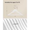 imageSONGMICS Kids Wooden Hangers 20 Pack Solid Wood Baby Hangers Childrens Coat Hangers with Pants Bar Shoulder Notches Swivel Hooks 126 x 75 Inches Natural and Silver UCRW06NLWhite  Silver