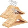 imageSONGMICS Kids Wooden Hangers 20 Pack Solid Wood Baby Hangers Childrens Coat Hangers with Pants Bar Shoulder Notches Swivel Hooks 126 x 75 Inches Natural and Silver UCRW06NLNatural  Silver