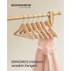 imageSONGMICS Kids Wooden Hangers 20 Pack Solid Wood Baby Hangers Childrens Coat Hangers with Pants Bar Shoulder Notches Swivel Hooks 126 x 75 Inches Natural and Silver UCRW06NLNatural  Silver