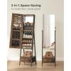 imageSONGMICS LED Cabinet Standing Lockable Jewelry Armoire with FullLength Mirror SpaceSaving Jewelry Organizer with Mirror Bottom Drawer and Shelf Gift Idea Rustic Brown UJJC025X01Rustic Brown