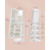 imageSONGMICS LED Jewelry Cabinet 360 Swivel Jewelry Organizer Lockable Mirror Jewelry Cabinet Standing Rounded Wide FullLength Mirror with Storage Shelves Interior Mirror Cloud White UJJC036W01Cloud White
