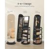 imageSONGMICS LED Jewelry Cabinet 360 Swivel Jewelry Organizer Lockable Mirror Jewelry Cabinet Standing Rounded Wide FullLength Mirror with Storage Shelves Interior Mirror Cloud White UJJC036W01Ebony Black