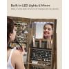 imageSONGMICS LED Jewelry Cabinet Standing Lockable Armoire With FullLength Mirror and Adjustable Lights SpaceSaving Organizer Gift Idea Cloud White UJJC008W01Rustic Brown