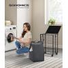 imageSONGMICS Laundry Hamper 90L Laundry Basket with Lid Clothes Hamper with Wheels Collapsible Removable Liner Bag IronMade Laundry Sorter Ink Black and Slate Gray ULCB290B11Ink Black  Slate Gray