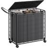 imageSONGMICS Laundry Hamper 90L Laundry Basket with Lid Clothes Hamper with Wheels Collapsible Removable Liner Bag IronMade Laundry Sorter Ink Black and Slate Gray ULCB290B11Ink Black  Slate Gray