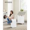 imageSONGMICS Laundry Hamper 90L Laundry Basket with Lid Clothes Hamper with Wheels Collapsible Removable Liner Bag IronMade Laundry Sorter Ink Black and Slate Gray ULCB290B11Cloud White