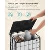 imageSONGMICS Laundry Hamper 90L Laundry Basket with Lid Clothes Hamper with Wheels Collapsible Removable Liner Bag IronMade Laundry Sorter Ink Black and Slate Gray ULCB290B11Ink Black  Cloud White