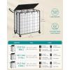 imageSONGMICS Laundry Hamper 90L Laundry Basket with Lid Clothes Hamper with Wheels Collapsible Removable Liner Bag IronMade Laundry Sorter Ink Black and Slate Gray ULCB290B11Ink Black  Cloud White