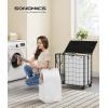 imageSONGMICS Laundry Hamper 90L Laundry Basket with Lid Clothes Hamper with Wheels Collapsible Removable Liner Bag IronMade Laundry Sorter Ink Black and Slate Gray ULCB290B11Ink Black  Cloud White