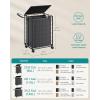 imageSONGMICS Laundry Hamper 90L Laundry Basket with Lid Clothes Hamper with Wheels Collapsible Removable Liner Bag IronMade Laundry Sorter Ink Black and Slate Gray ULCB290B11Ink Black  Slate Gray
