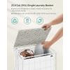 imageSONGMICS Laundry Hamper 90L Laundry Basket with Lid Clothes Hamper with Wheels Collapsible Removable Liner Bag IronMade Laundry Sorter Ink Black and Slate Gray ULCB290B11Cloud White
