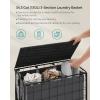 imageSONGMICS Laundry Hamper 90L Laundry Basket with Lid Clothes Hamper with Wheels Collapsible Removable Liner Bag IronMade Laundry Sorter Ink Black and Slate Gray ULCB290B11Ink Black  Slate Gray