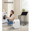 imageSONGMICS Laundry Hamper 90L Laundry Basket with Lid Clothes Hamper with Wheels Collapsible Removable Liner Bag IronMade Laundry Sorter Ink Black and Slate Gray ULCB290B11Ink Black  Cloud White