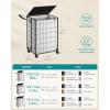 imageSONGMICS Laundry Hamper 90L Laundry Basket with Lid Clothes Hamper with Wheels Collapsible Removable Liner Bag IronMade Laundry Sorter Ink Black and Slate Gray ULCB290B11Ink Black  Cloud White