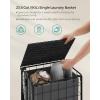 imageSONGMICS Laundry Hamper 90L Laundry Basket with Lid Clothes Hamper with Wheels Collapsible Removable Liner Bag IronMade Laundry Sorter Ink Black and Slate Gray ULCB290B11Ink Black  Slate Gray