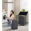 imageSONGMICS Laundry Hamper 90L Laundry Basket with Lid Clothes Hamper with Wheels Collapsible Removable Liner Bag IronMade Laundry Sorter Ink Black and Slate Gray ULCB290B11Ink Black  Slate Gray