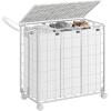 imageSONGMICS Laundry Hamper 90L Laundry Basket with Lid Clothes Hamper with Wheels Collapsible Removable Liner Bag IronMade Laundry Sorter Ink Black and Slate Gray ULCB290B11Cloud White