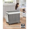 imageSONGMICS Laundry Hamper with Lid 423 Gallons 160 L Rolling Laundry Basket with Wheels 3Section Synthetic Rattan Removable Liner Bedroom 276 x 142 x 26 Inches Natural ULCB365N01Gray