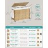 imageSONGMICS Laundry Hamper with Lid 423 Gallons 160 L Rolling Laundry Basket with Wheels 3Section Synthetic Rattan Removable Liner Bedroom 276 x 142 x 26 Inches Natural ULCB365N01Natural