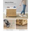 imageSONGMICS Laundry Hamper with Lid 423 Gallons 160 L Rolling Laundry Basket with Wheels 3Section Synthetic Rattan Removable Liner Bedroom 276 x 142 x 26 Inches Natural ULCB365N01Natural