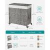 imageSONGMICS Laundry Hamper with Lid 423 Gallons 160 L Rolling Laundry Basket with Wheels 3Section Synthetic Rattan Removable Liner Bedroom 276 x 142 x 26 Inches Natural ULCB365N01Gray
