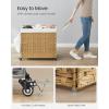 imageSONGMICS Laundry Hamper with Lid 423 Gallons 160 L Rolling Laundry Basket with Wheels 3Section Synthetic Rattan Removable Liner Bedroom 276 x 142 x 26 Inches Natural ULCB365N01Natural