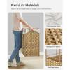 imageSONGMICS Laundry Hamper with Lid 423 Gallons 160 L Rolling Laundry Basket with Wheels 3Section Synthetic Rattan Removable Liner Bedroom 276 x 142 x 26 Inches Natural ULCB365N01Natural