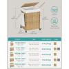 imageSONGMICS Laundry Hamper with Lid 423 Gallons 160 L Rolling Laundry Basket with Wheels 3Section Synthetic Rattan Removable Liner Bedroom 276 x 142 x 26 Inches Natural ULCB365N01Natural