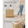 imageSONGMICS Laundry Hamper with Lid 423 Gallons 160 L Rolling Laundry Basket with Wheels 3Section Synthetic Rattan Removable Liner Bedroom 276 x 142 x 26 Inches Natural ULCB365N01Natural
