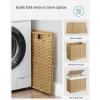 imageSONGMICS Laundry Hamper with Lid 423 Gallons 160 L Rolling Laundry Basket with Wheels 3Section Synthetic Rattan Removable Liner Bedroom 276 x 142 x 26 Inches Natural ULCB365N01Natural